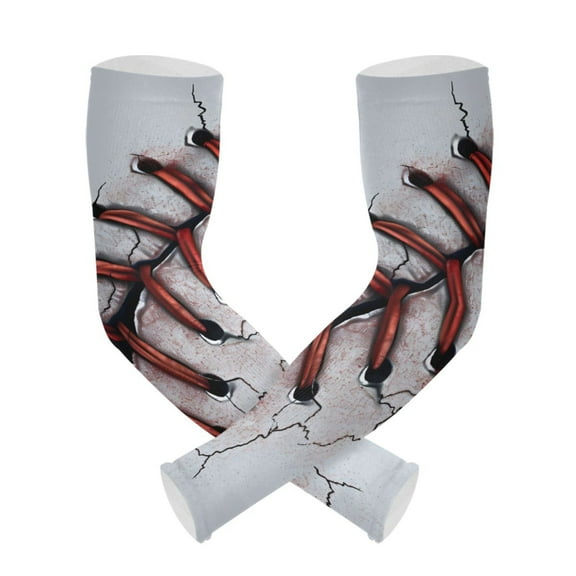 ALAZA Baseball Pattern UV Sun Protection Arm Sleeves UPF 50  Compression Cooling Sleeve 1 Pair