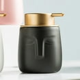 thumbnail image 2 of ABPETE Unique Modern Soap Dispenser, Face-Shaped Ceramic Bottle with Rust Proof Gold Matte Pump, Decorative Lotion Dispenser for Bathroom or Kitchen (Black), 2 of 14