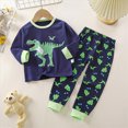 thumbnail image 2 of NOLDARES Boys Cotton Pajamas Long Sleeve Toddlers Sleepwear Crew Neck，Assorted Cartoon r Kids Sleepwear PJ(M524-Green), 2 of 6