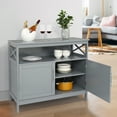 thumbnail image 3 of Modern Storage Cabinet, Cupboard Buffet Credenza with 2 Doors for Multifunction in Kitchen, Hallway, Living Room, Wooden Sofa Table Accent Console Table, Gray, 3 of 12