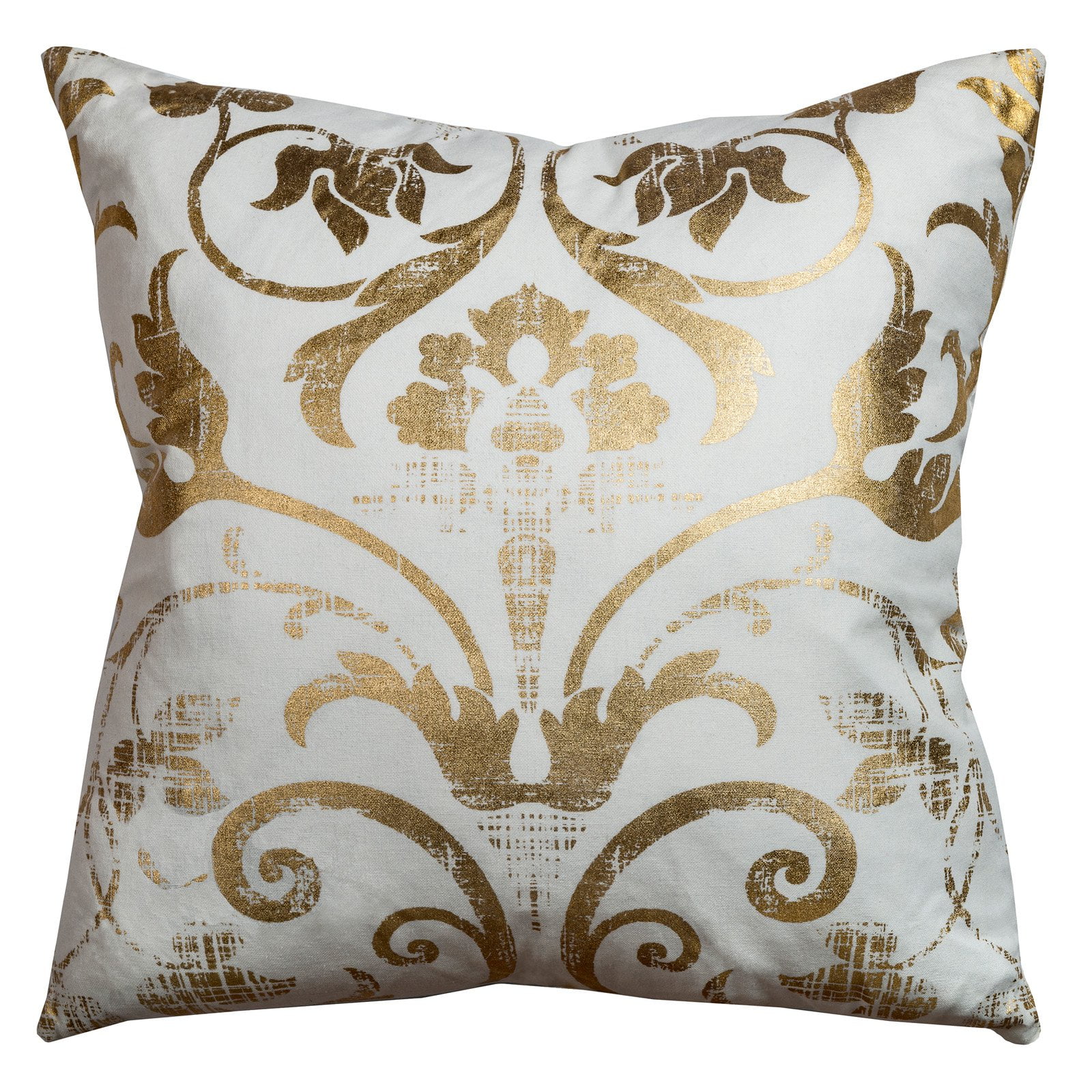 20 Inch X 20 Inch Ivory Decorative Pillow With Ivory/Gold Model