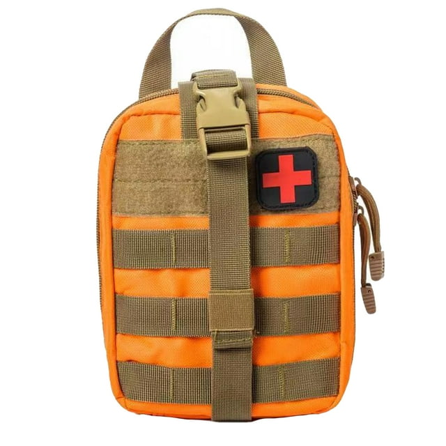 Riñonera táctica de camuflaje, multifuncional, para exteriores, montañismo, salvavidas, color naranja
