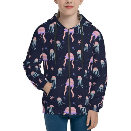 

Hoodies for Teen Girls Boys Pink Starfish Jellyfish Long Sleeve Youth Kids Essentials Zip Up Hoodie Lghtweight Fashion Hoodies & Sweatshirts Jacket Fall Winter Outfits Tops