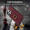 thumbnail image 3 of TECH CIRCLE Ring Stand Case for iPhone 14 Pro Max, Shockproof Wallet Back Card Holder PU Leather Slim Fit Folio Protection Cover, Winered, 3 of 8