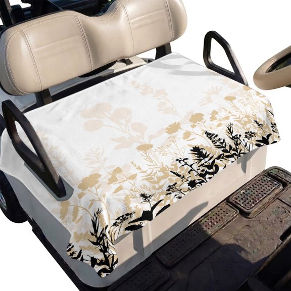 Golf Cart Seat Cover Cream Herb Club Car Golf Cart Seat Covers Soft Absorbent Golfcart Towel Blanket Floral Leaves Plant Golf Seat Covers for Cart Decor Fits 2 & 4 Passenger 51"x31"