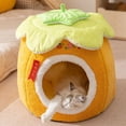 thumbnail image 1 of Casa para gatos con forma de caqui, color naranja, accesorios multifuncionales, cálida y cómoda para el invierno, cama suave para mascotas, refugio, 1 of 8