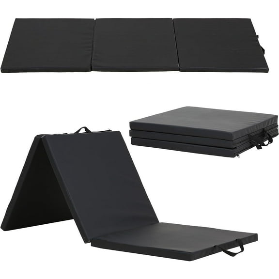 YEXJ Gymnastics Mat Wrestling Mat Gym Mat Indoor Outdoor for Tumbling Stretching Yoga,Black