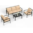 thumbnail image 7 of STARY Outdoor conversation sets, 4 Pieces Metal Patio Furniture Set with 2 Single Chairs, 3-Seat Sofas & Coffee Table, for Garden, Backyard, Balcony (Beige), 7 of 7