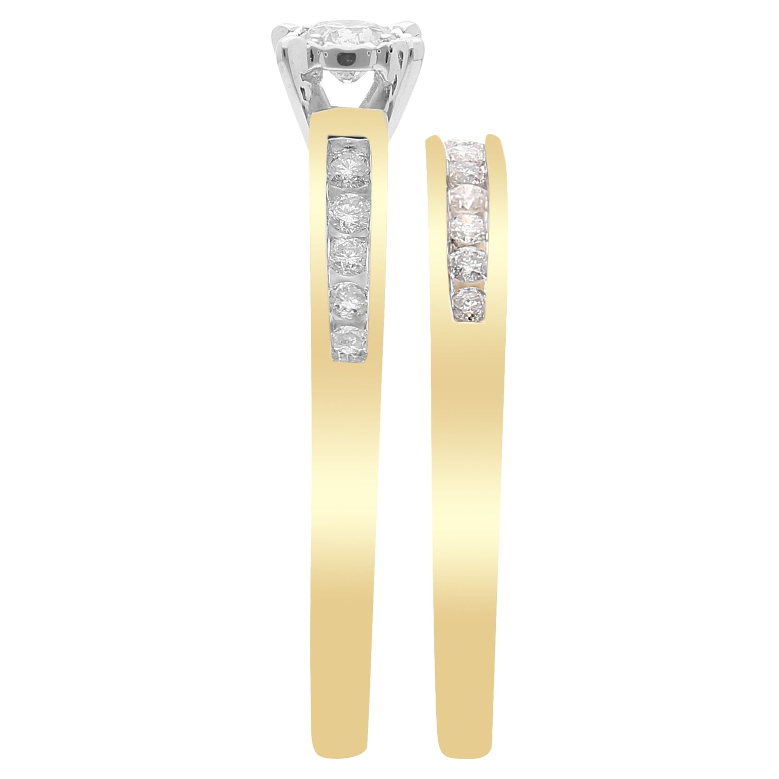 Forever Bride 10K Yellow Gold 1/2 CTTW Diamond Channel Bridal Set, Women, Adult