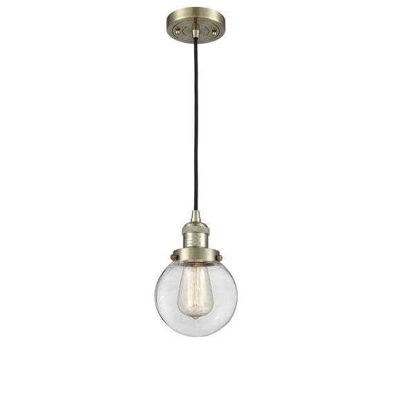 Innovations 1-LT Vintage LED Beacon 6" Mini Pendant - Antique Brass - 201C-AB-G202-6-LED