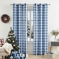 thumbnail image 6 of Flowpartex 2 Pieces Buffalo Check Semi Sheer Curtain Panels Blue and White Plaid Textured Curtains Drapery, 40"Wx95"L Farmhouse Grommet Top Window Drapes for Living Room Bedroom, 6 of 6