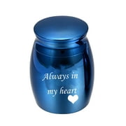Walbest Small Keepsake Urns for Ashes Mini Cremation Urns for Ashes Stainless Steel Memorial Ashes Holder Boxes-Always in my heart