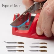 KitchenIQ 50883 EDGE GRIP 2-STAGE, RED Knife Sharpener, Standard Red/Carbide