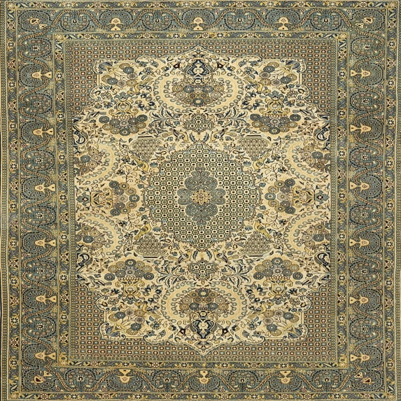 Ahgly Company Indoor Square Traditional Dark Brown Medallion Area Rugs, 5' Square