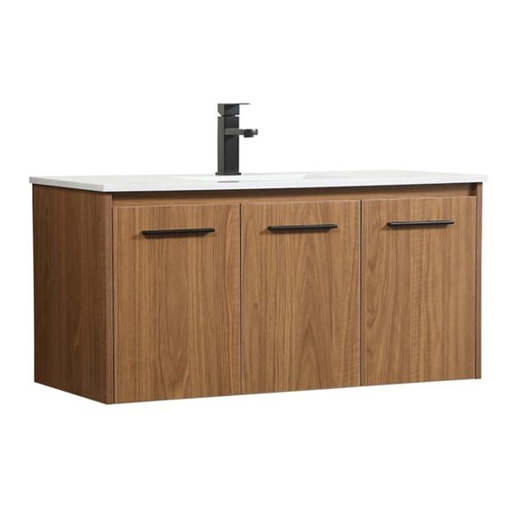 40 inch single bathroom vanity in walnut brown