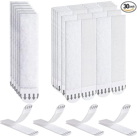 Ainiv 15-Pairs(30 Strips) Adhesive Picture Hanging Strips Heavy Duty, Extra Strong 3.65"x 0.75" Double Side Hook Loop Mounting Tapes for Christmas Decorations, Damage Free Removable Wall Tape(L)