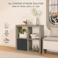 thumbnail image 5 of Bookshelf with Storage Bins, 4-Cube Storage Organizer with Back Panels, Modern Wood Open Bookcase, Multifunctional Display Shelf for Living Room, Bedroom, Home Office, Gray Oak, 5 of 7