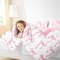 thumbnail image 3 of Manfei Girls Pink Letter Monogrammed A Twin Comforter Sets 3-Piece,Kids Teens Ribbon Bow Knot Polka Dots Bedding Set,Pink Reversible,Super Cozy Room Decor, 3 of 6