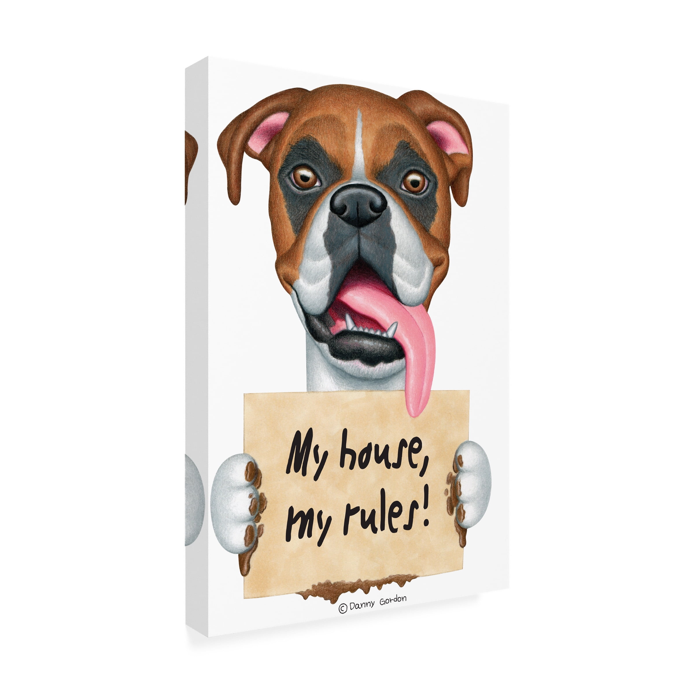 Danny Gordon Art 'Boxer Holding Muddy Sign' Canvas Art