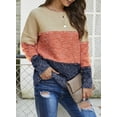 thumbnail image 6 of Asyoly Womens Color Block Sweater Long Sleeve Crewneck Ribbed Knit Pullover Round Neck Jumpers Loose Casual Tops, 6 of 7