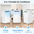 thumbnail image 3 of Lcxmtv 12000 BTU Portable Air Conditioner, 3-in-1 AC Unit, Dehumidifier and Fan for Rooms up to 500 Sq. Ft. – Includes Window Kit, Backlit Remote & 24H Timer, 3 of 10