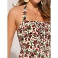 thumbnail image 5 of DARING DIVA Women's Halter Sleeveless Lace Up Floral Midi Dresses M Beige Rose, 5 of 6