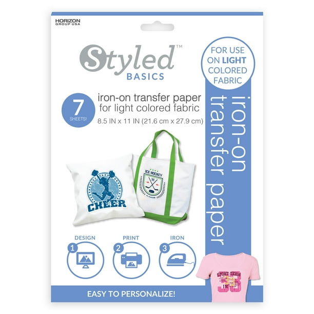 Styled Basics Print Transfer Sheets For Light Colored Fabrics For Use With Ink Jet Printer Includes 7 8 5 X 11 Sheets Packaging May Vary Walmart Com