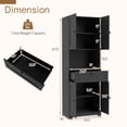 thumbnail image 3 of Gymax 67.5'' Kitchen Pantry Cabinet w/4 Doors 1 Drawer Open Countertop Adjustable Shelf, 3 of 10