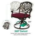 thumbnail image 3 of VIVIJASON 7-Piece Outdoor Furniture Dining Set, All-Weather Cast Aluminum Conversation Set Includes 6 Swivel Dining Chairs and a Rectangle Table with Umbrella Hole for Patio Garden Deck, Red Cushion, 3 of 7