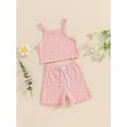 thumbnail image 6 of Aojekbee Baby Girl Summer Outfits Cute Floral Print Sleeveless Cami Tops + Shorts Set Infant 2Pcs Clothes, 6 of 10