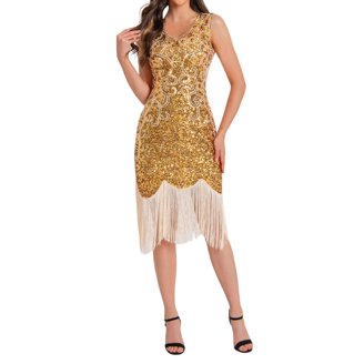 green emerald velvet dress Zapaka Women Black NAD Green V Neck Cap Sleeves Beaded Sequin 1920s Formal Dress, S