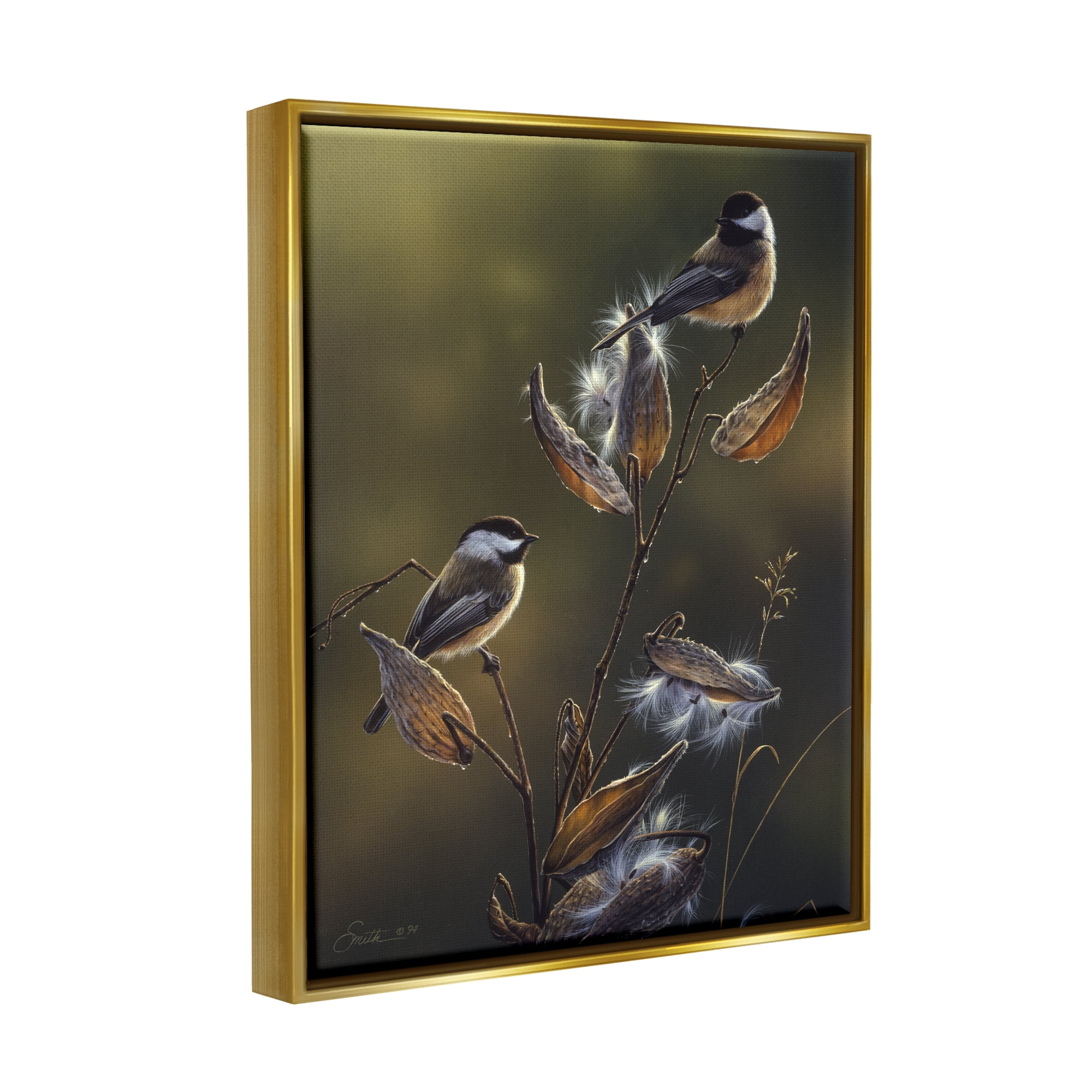 Stupell Industries Sunlit Nature Birds Perched Animals & Insects Painting Gold Floater Framed Art Print Wall Art