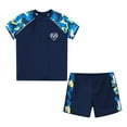 thumbnail image 3 of YONGHS Kids Boys Two Pieces Pool Beach Swimsuit Athletic Water Sports Swimwear Bathing Suit Navy Blue& Yellow 9-10, 3 of 7