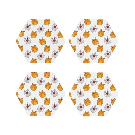 

Leather Coasters with Heat-resistant for Drinks Q Version Of Cute Hamster Love -标题2 Hexagon