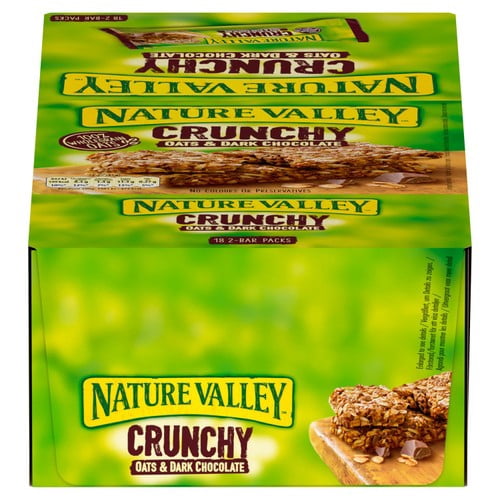 Nature Valley Crunchy Dark Chocolate & Oats Cereal Bars 18 x 42g, British Import (Pack of 3)