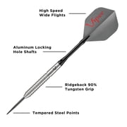 Viper V-Factor 90% Tungsten Professional Steel Tip Dart Set, 22 Grams