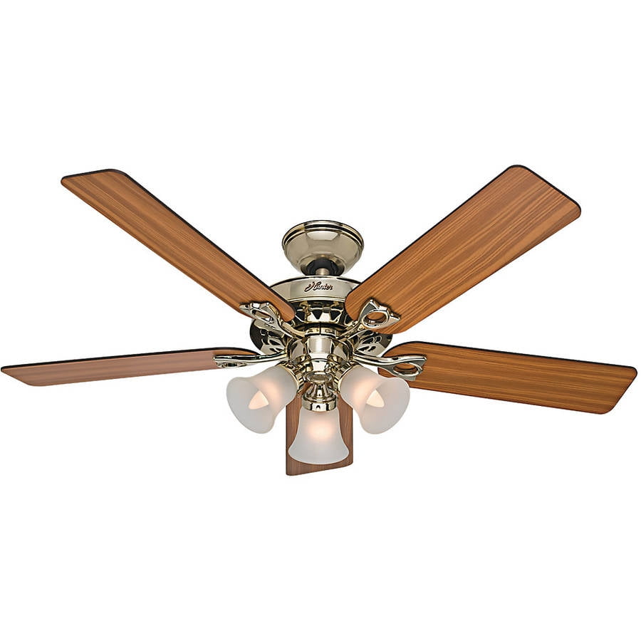 Hunter 53116 52 in. Sontera Bright Brass Finish Ceiling Fan with Light