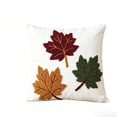 thumbnail image 3 of AuroraX Thanksgiving Maple Leaf Pillowcase Fall Pillow Covers Indoor Outdoor 18x18 Inch Farmhouse Embroidered Thanksgiving Home Decorations White, 3 of 8
