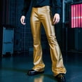 thumbnail image 2 of Stamzod Stage Performance Pants for Men Fashion Shiny Straight Flared Leg Pants Vintage Mens Trousers Pants Gold L, 2 of 7