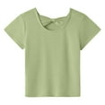 thumbnail image 2 of WhouRiu Toddler Girls Tshirts Back Bow Short Sleeve Tee Clothes Kids Loose Breathable Comfy Tops Green,Sizes 3-4, 2 of 7