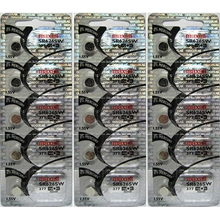 15 Maxell SR626SW 377 Silver Oxide Watch Batteries New hologram packaging that guarantees authenticity