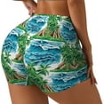 thumbnail image 2 of Wukai Hawaii Palms Print Pack Biker Shorts for Women Yoga Workout Gym Running Scrunch Active Shorts-Large, 2 of 8