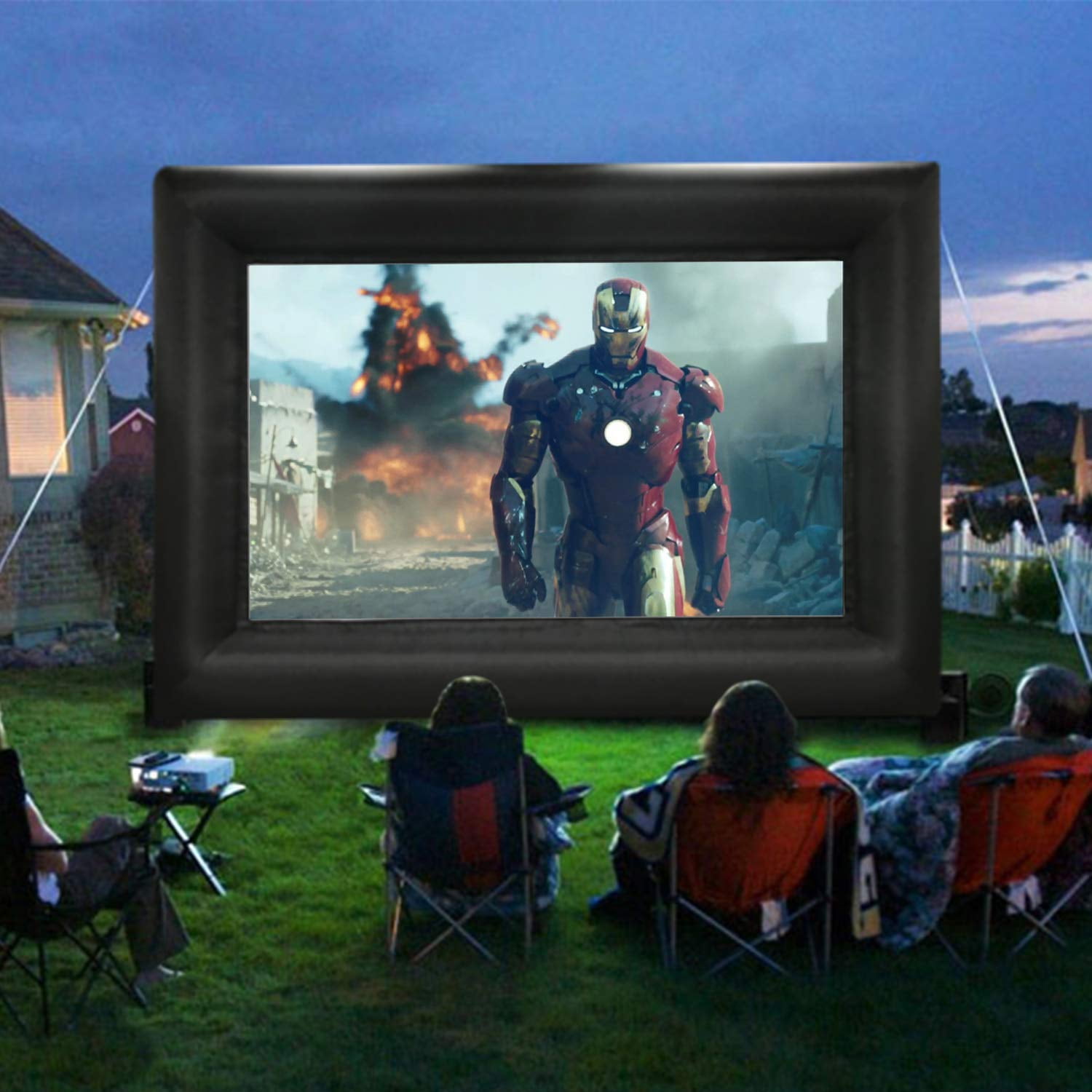 20 Feet Blow Up Projector Screen Outdoor Movie Home Theater Screen - Includes Inflation Fan, Tie-Downs and Storage Bag