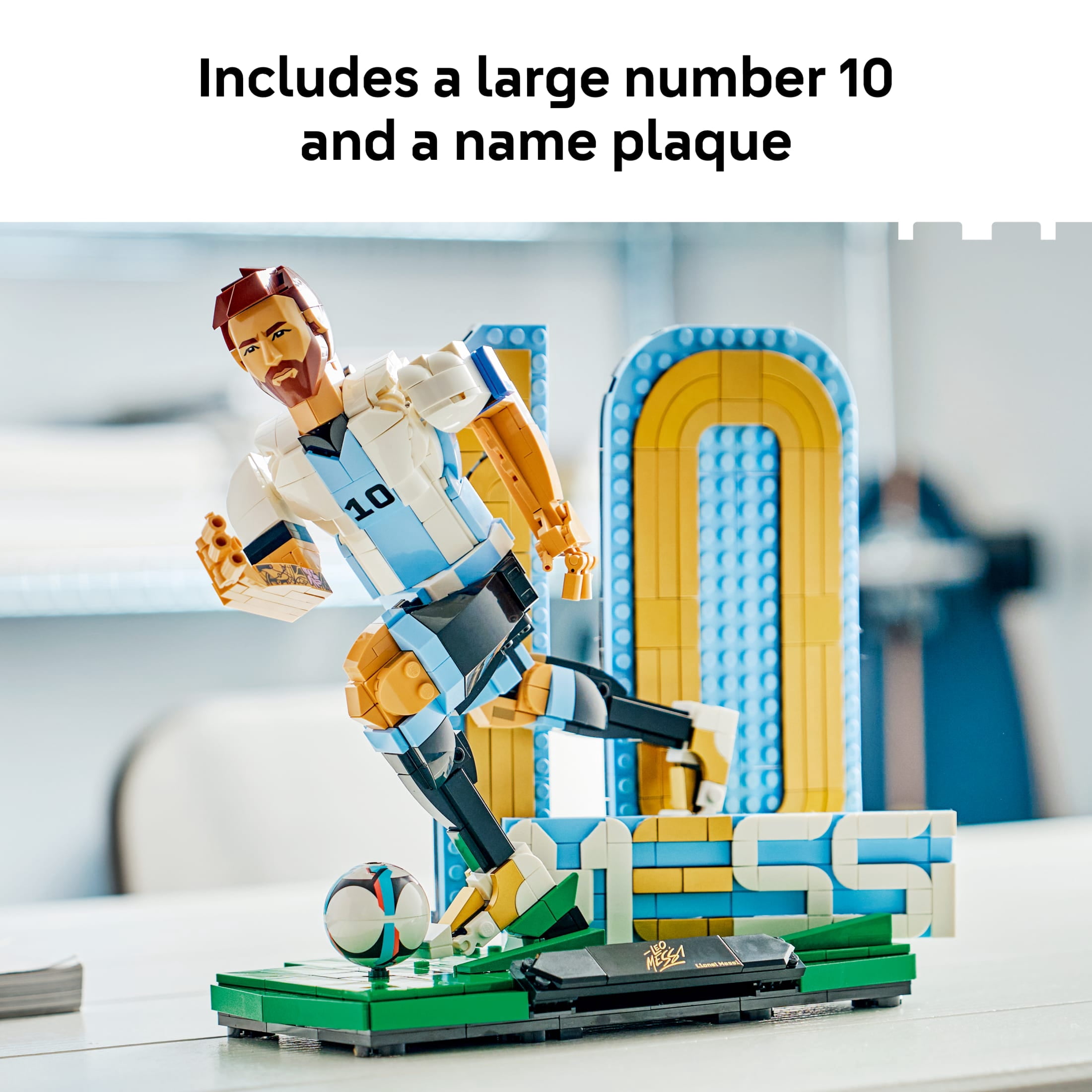 LEGO Editions Lionel Messi – Soccer Legend - Building Set for Boys & Girls, Ages 12+ - Collectible Soccer Gift with Plaque - Kids Bedroom or Shelf Decor - 43015