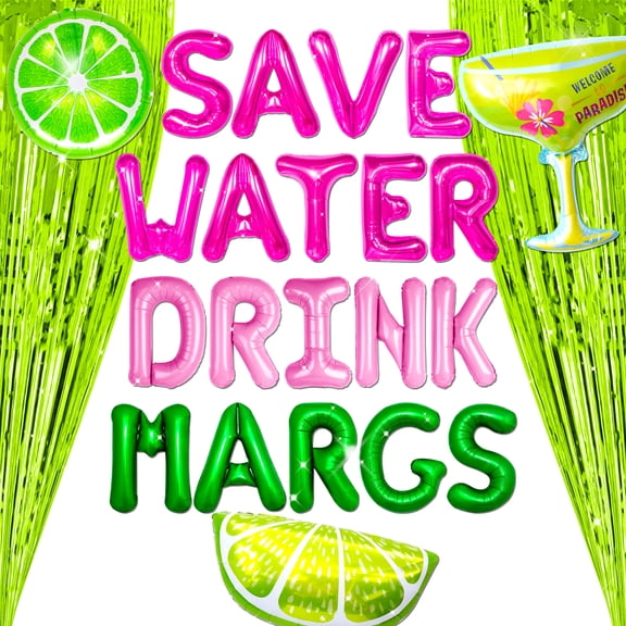 Save Water Drink Margs Tropical Cocktail Party Decor Set - Vibrant Photo Props for Summer Birthdays & Girls' Nights