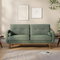 64" Loveseat Sofa, Mid Century Modern Couch Comfy Love Seat Couches for Living Room, 2 Seater Deep Seat Couch Linen Upholstered Couch for Bedroom Office Small Space