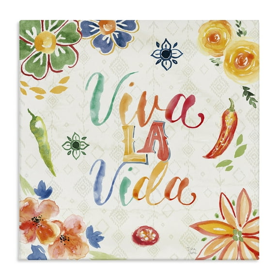 Stupell Industries Viva La Vida Celebración Inspirational Quotes & Sayings Painting Wrapped Canvas Art Print Wall Art, 17 x 17