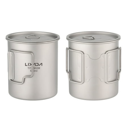 

Aibecy Lixada 450ml/550ml Lightweight Titanium Water Cup with Lid Coffee Cup Mug Tea Cup with Foldable Handles for Camping Hiking Backpacking Picnic