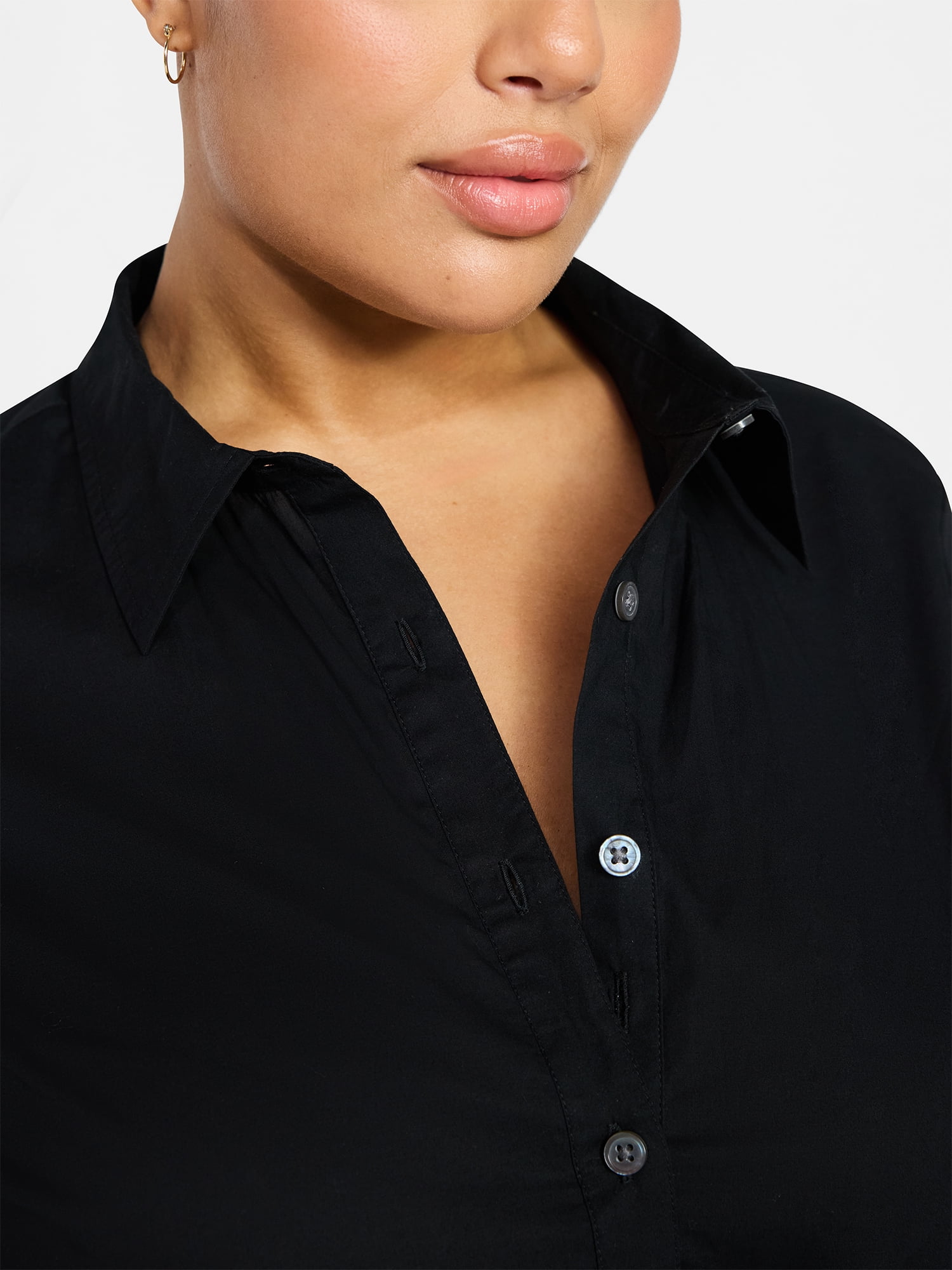 Terra & Sky Women's Plus Size Tiered Shirt Dress with Long Sleeves, Sizes 0X-5X