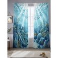 thumbnail image 2 of Summer Ocean Sheer Curtains 2 Panels Set Nautical Watercolor Sea Coral Seaweed Fish Marine Life Sheer Window Curtains Light Filtering Rod Pocket Voile Drapes for Bedroom Living Room 52"X84", 2 of 8
